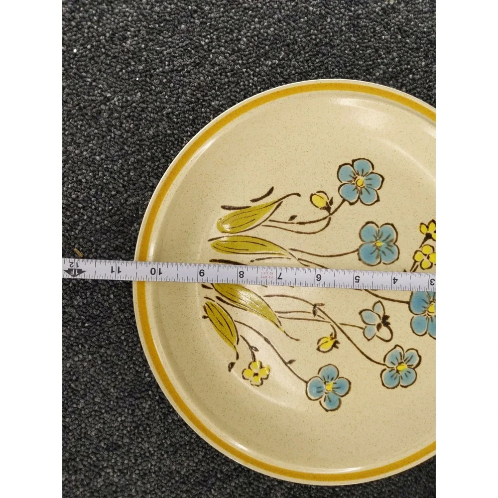 3 pcs Hearthside Dinner Plates Cream Blue Highland Flowers Garden Festival Japan